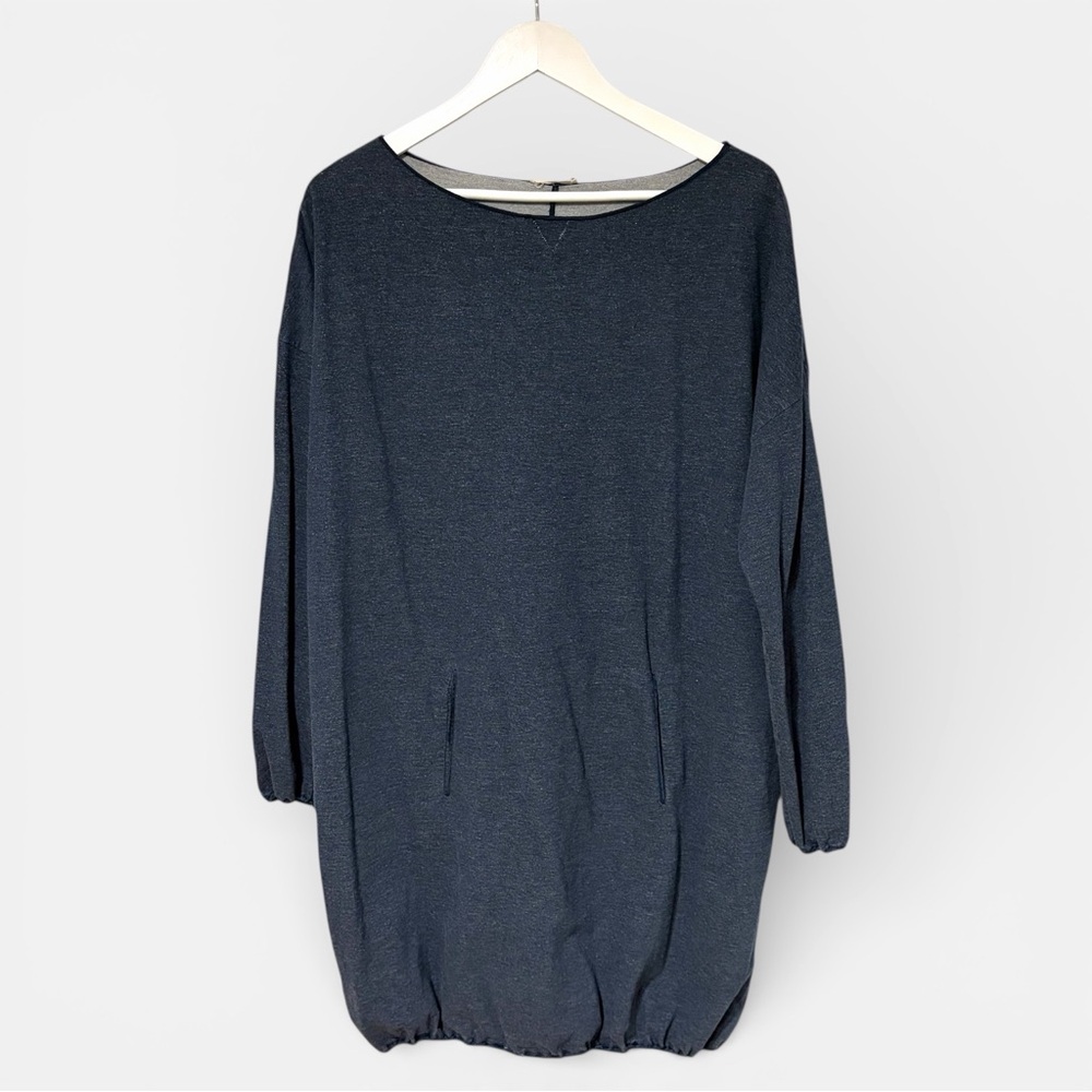 6397 Cocoon Tunic Long Top Cotton Pockets Oversized Medium Navy USA made